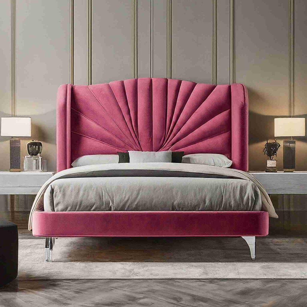 Pink Velvet Bed