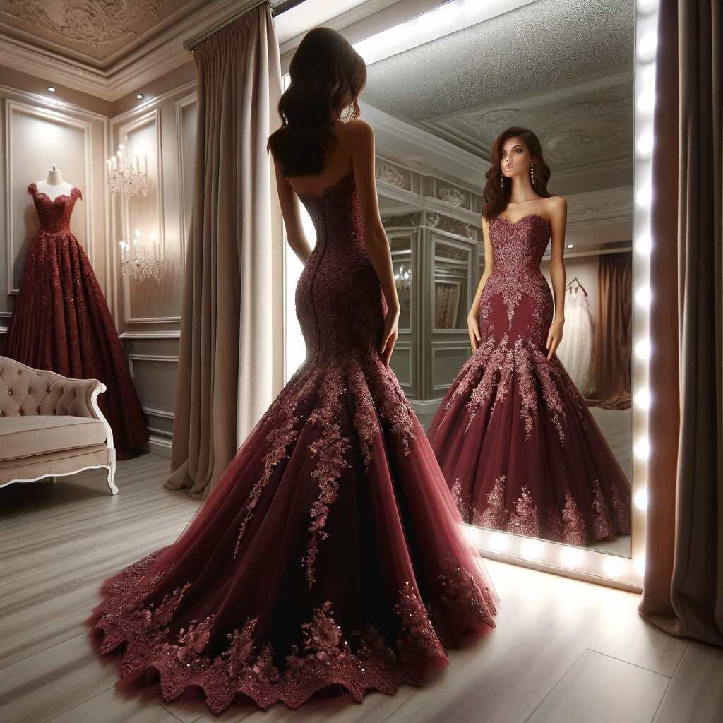burgundy quinceañera dresses, adding an elegant and romantic touch. For example, lace appliqués create a timeless and sophisticated look for the celebration.