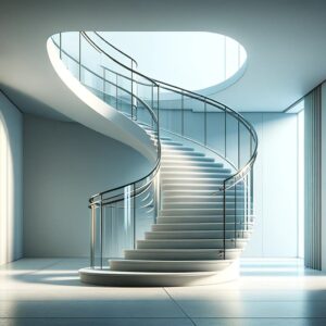 The incorporation of curved winder stair glass rail into staircase designs showcases a mastery of style and experience.