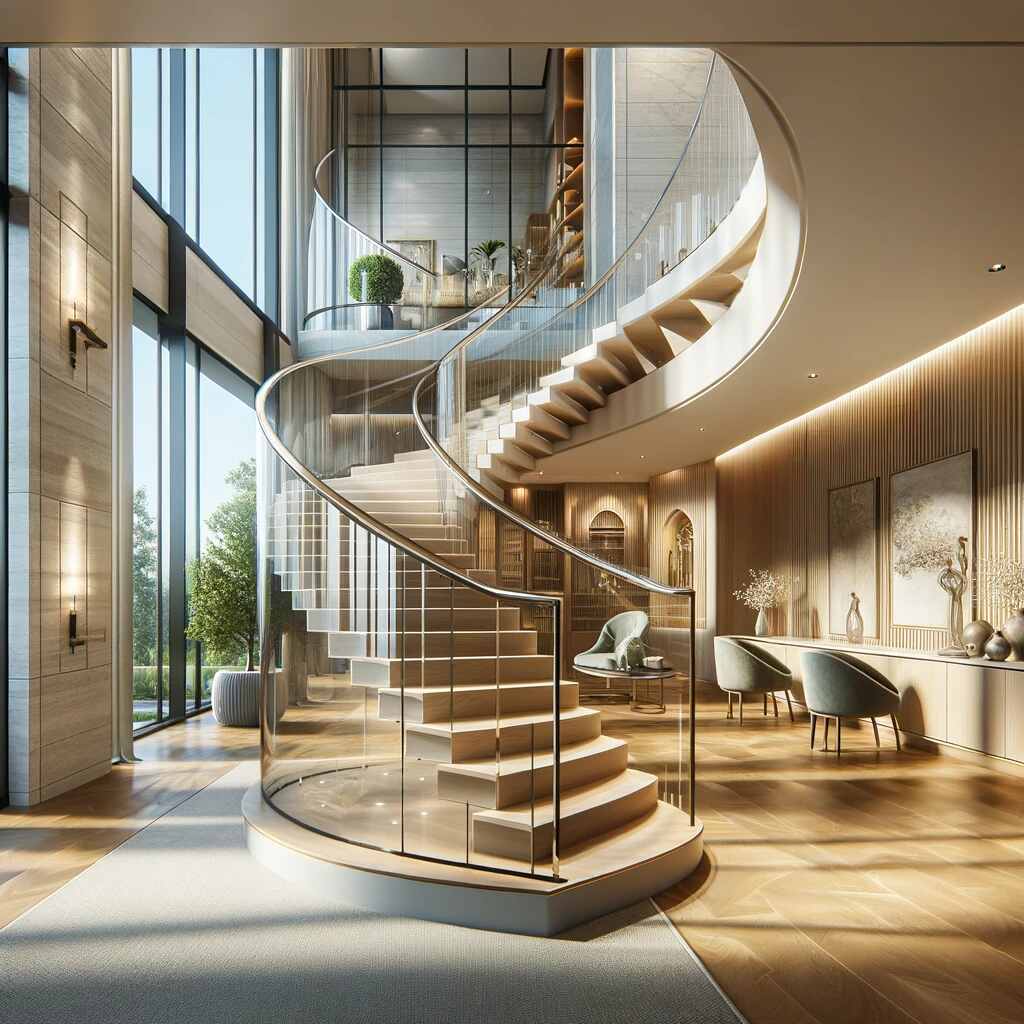 Our expertise lies in crafting unique curved winder stairs that exude modern elegance.