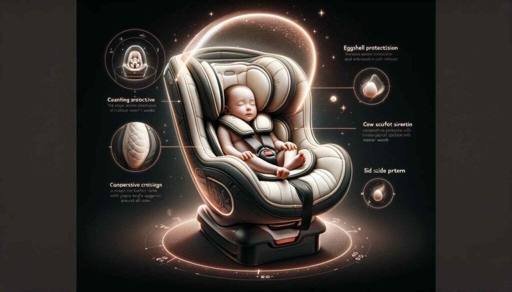 The Daiichi car seat is designed to provide a comforting experience for the child, mimicking the feeling of being inside their mother's womb.