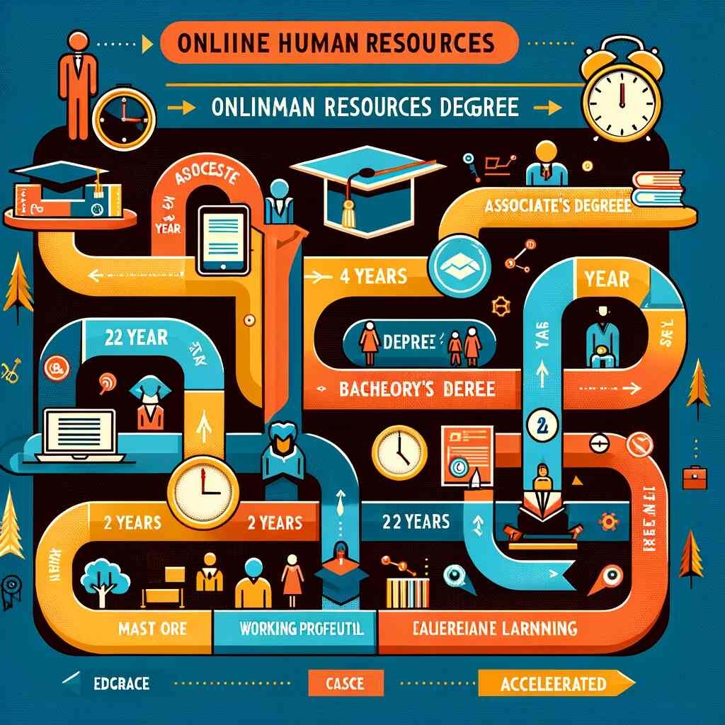 Earning an online human resources degree can take anywhere from 2 to 4 years, depending on the level of education pursued. F