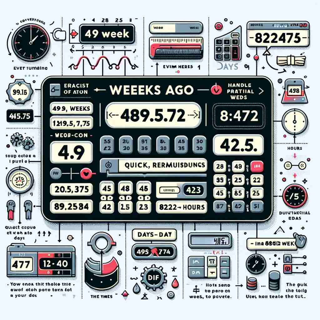 In 49 weeks, there are 343 days. To calculate the total time spent in this duration, convert the days to hours first. With each day having 24 hours, multiply 343 by 24 to get a total of 8232 hours. 