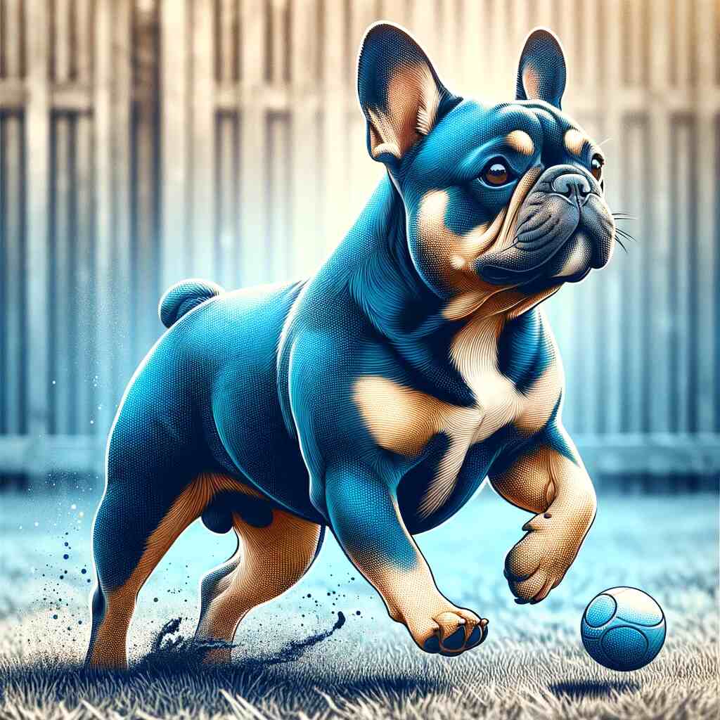 Blue and tan French Bulldogs are known for their compact making them sturdy and robust dogs. Their physique is characterized by a strong frame with a broad chest, giving them a distinctive appearance.