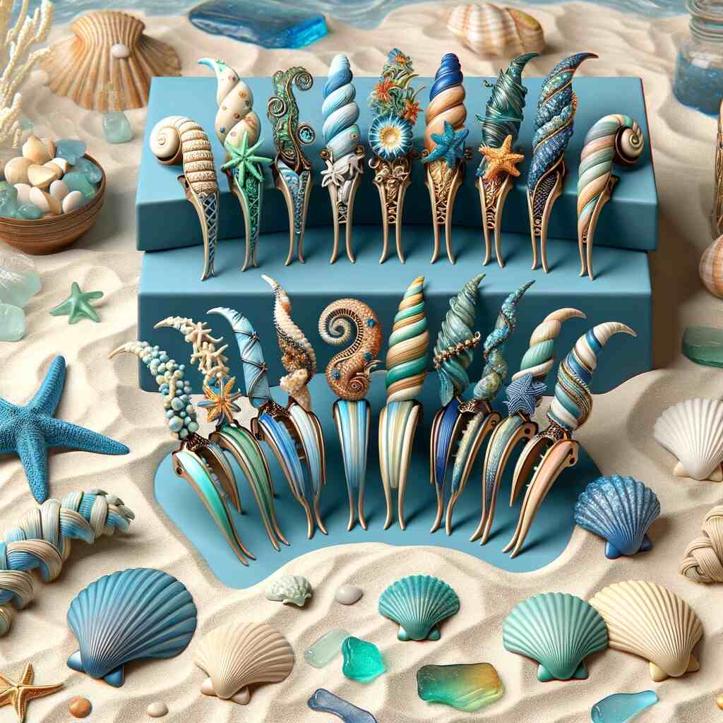 The ocean seriesof caterpillar claw hair accessories draws inspiration from sea creatures such as seashells, starfish, and waves.