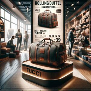 Tucci's rolling duffel luggage bag is a best-selling item in their collection, offering travelers durability, style, and functionality.